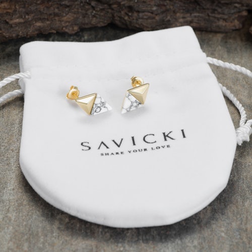 Kolczyki Savicki: srebrne pozłacane, howlity